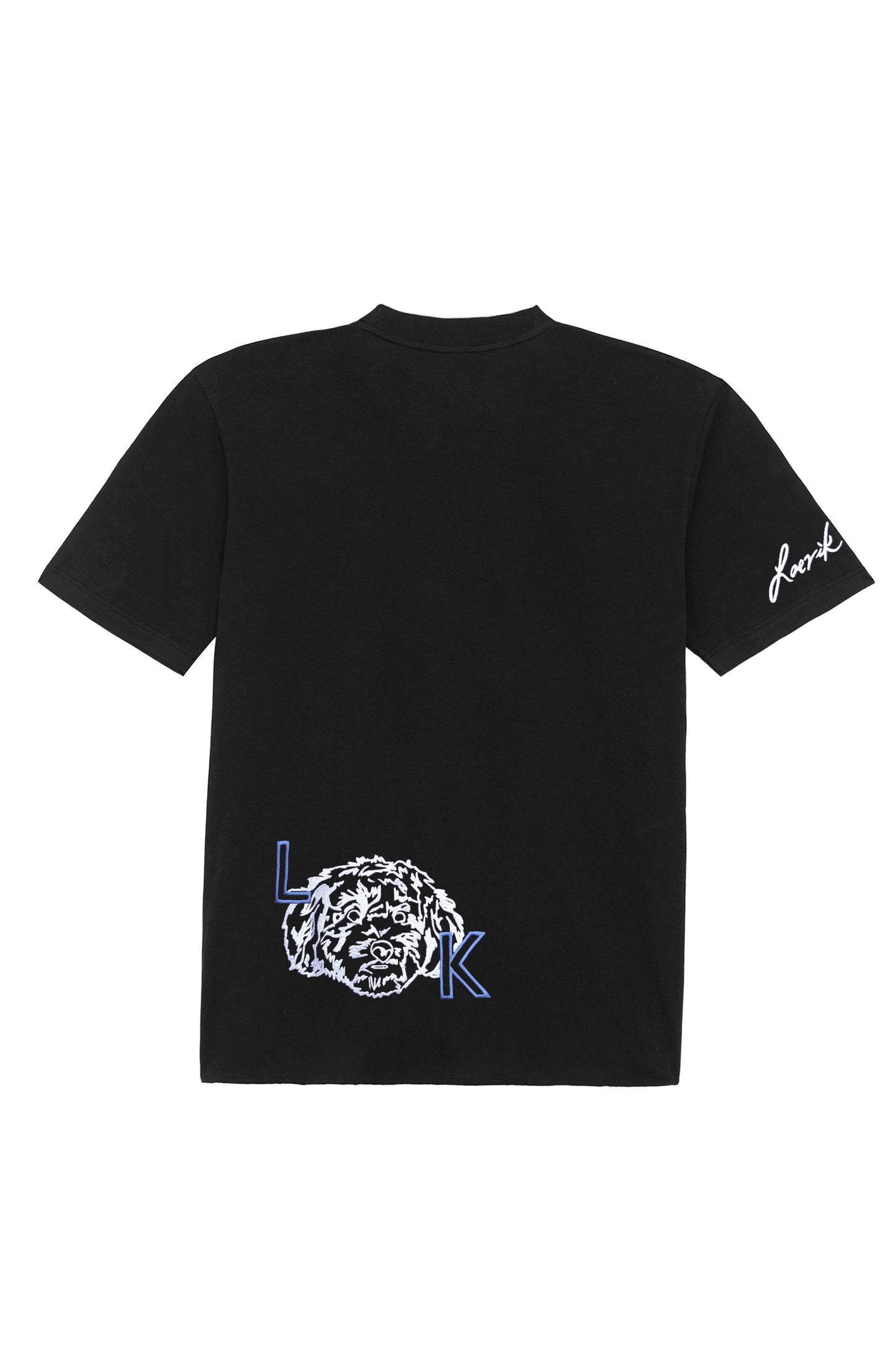 Black Face Dog T-Shirt Embroidered