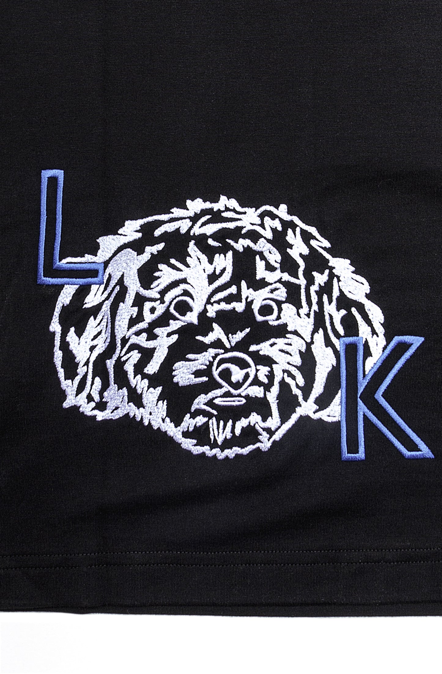 Black Face Dog T-Shirt Embroidered